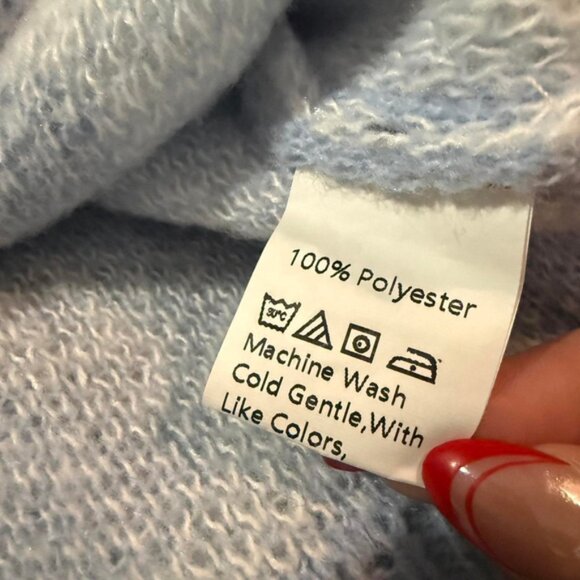 Shein Blue and White Tiger Striped Crop Sweater - Size - Picture 4 of 5